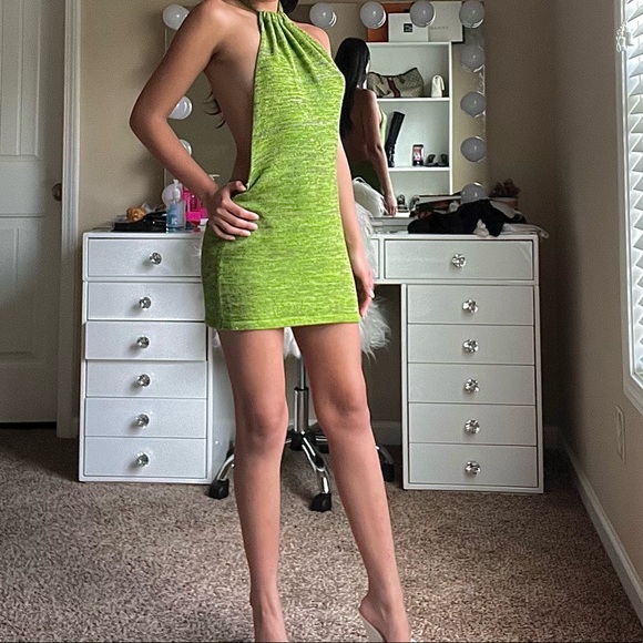 The real Moss green open back dress from bamba swim. (Worn twice) - Picture 2 of 3